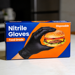 Home Use Black Disposable Nitrile Gloves Powder-Free