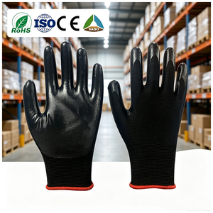 Wholesale Black Nitrile Coated Safety Gloves