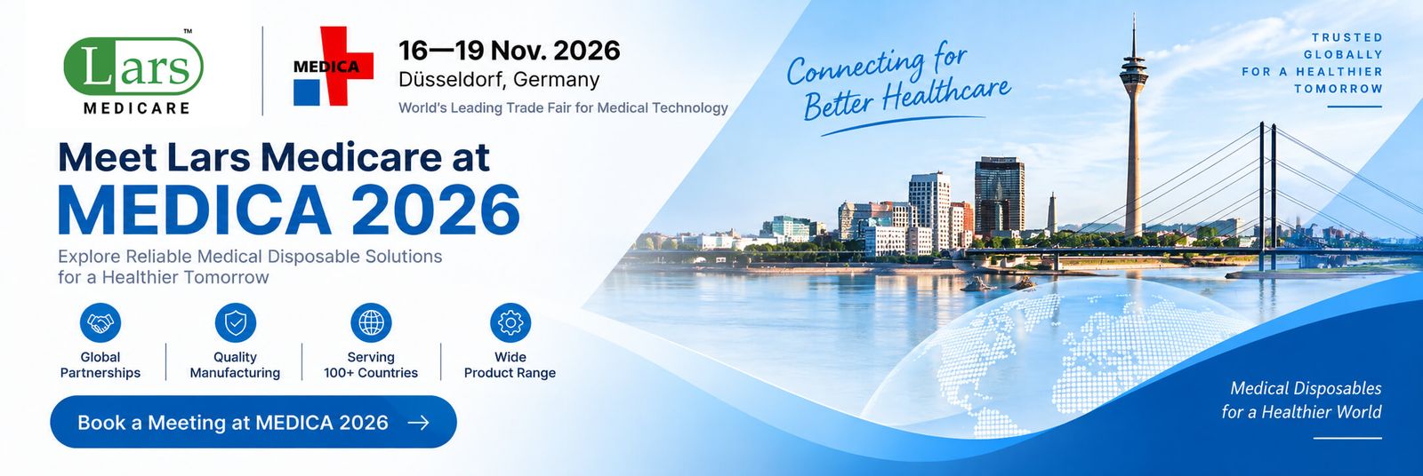 Lars Medicare medical disposable products display at MEDICA 2026